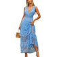 SHEIN - Plunging Neck Layered Ruffle Lace Midi Dress