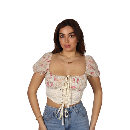 SHEIN - Floral Printed Crop Top