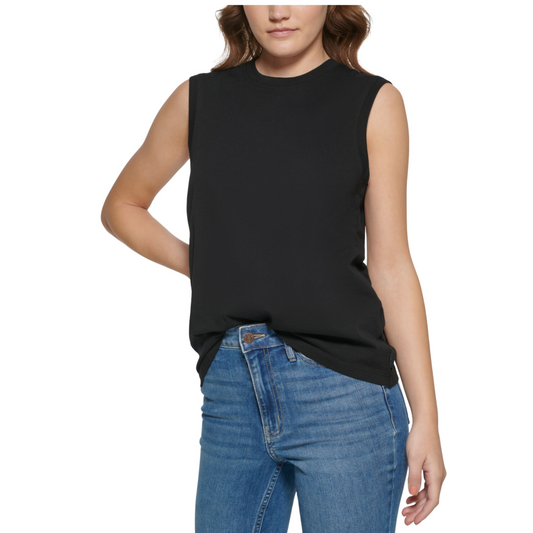 CALVIN KLEIN -  Crewneck Sleeveless Cotton Tank Top