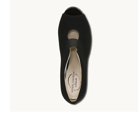 LIFESTRIDE - Faux Leather Round Toe Peep-Toe Heels