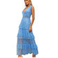 SHEIN - Plunging Neck Layered Ruffle Lace Midi Dress