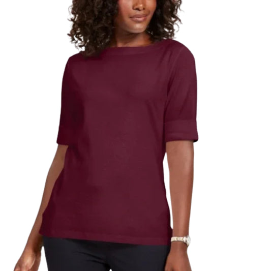 KAREN SCOTT - Cotton cuffed sleeves t-shirt