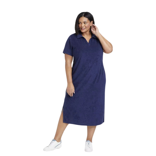 AVA & VIV - Plus Size French Terry Polo Dress