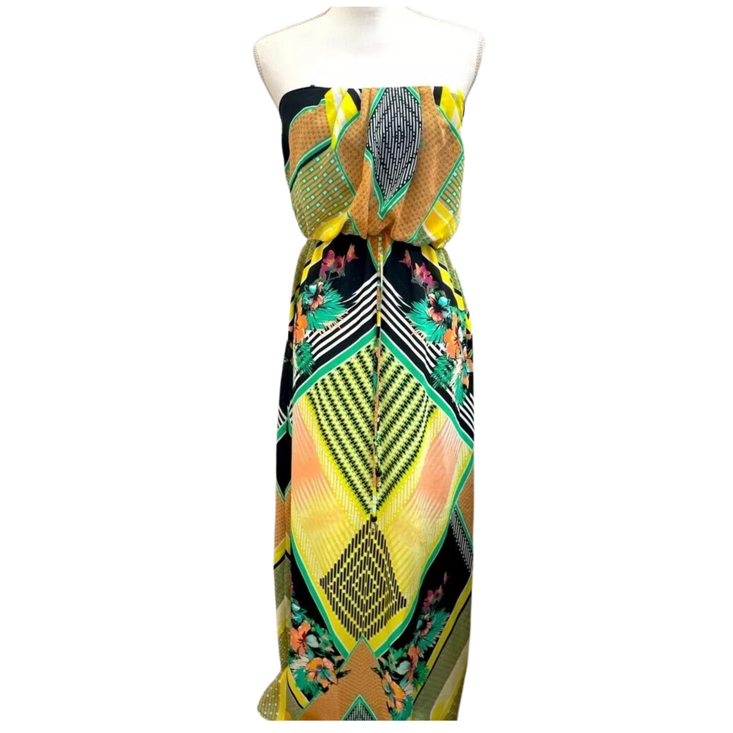 CITY STUDIO -  Ruched Waist Geometric Pattern Dress