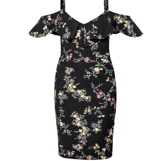 RACHEL ROY -  Cold Shoulder Floral MIDI Dress