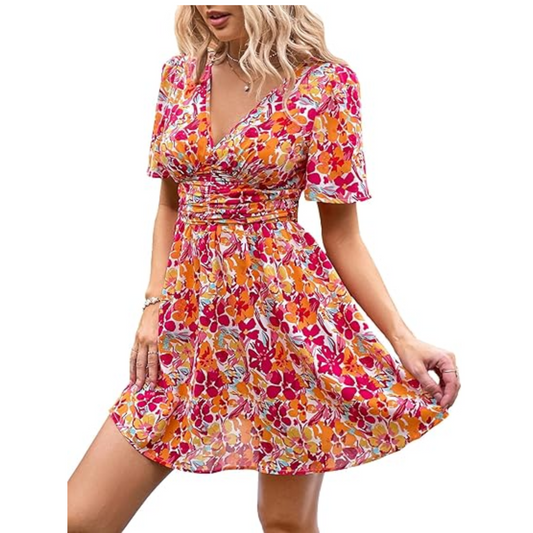 SHEIN -  Floral Printed Short Sleeves Dress