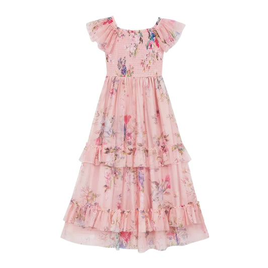 RARE EDITIONS Girls Dress L / Multi-Color RARE EDITIONS - KIDS - Printed Mesh Maxi Dress