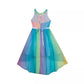RARE EDITIONS Girls Dress RARE EDITIONS - KIDS - Rainbow Chiffon Hi-Low Dress with Trim