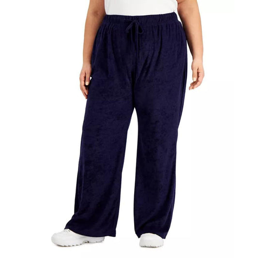 REBELLIOUS ONE Womens Bottoms XXL / Navy REBELLIOUS ONE -  Loop Terry Wide-Leg Pants