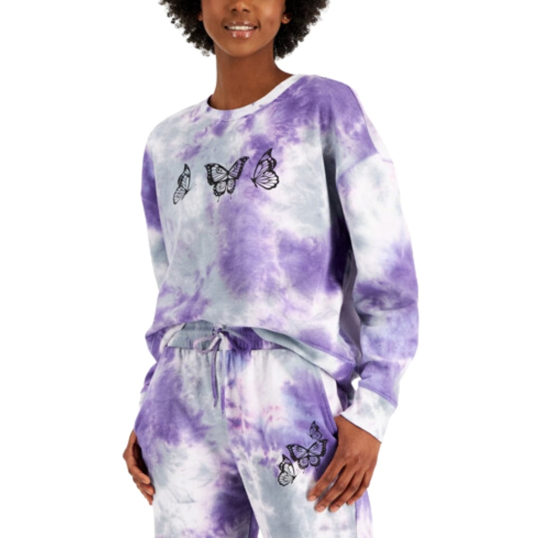 REBELLIOUS ONE Womens Tops S / Multi-Color REBELLIOUS ONE - Butterflies Tie-Dyed Sweatshirt