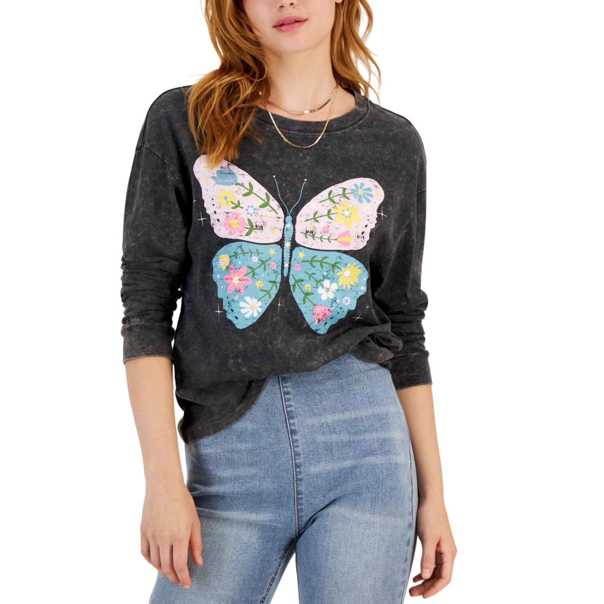 REBELLIOUS ONE Womens Tops REBELLIOUS ONE - Butterfly Long-Sleeve Blouse