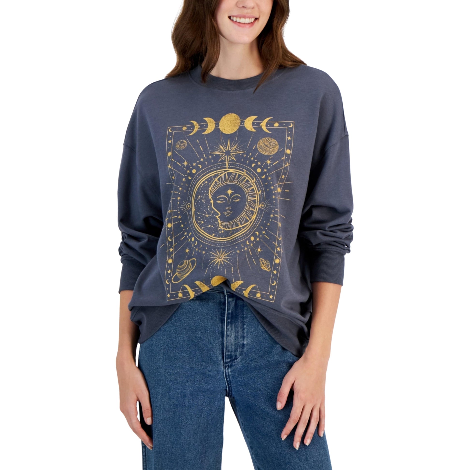 REBELLIOUS ONE Womens Tops REBELLIOUS ONE - Celestial Graphic-Print Sweatshirt