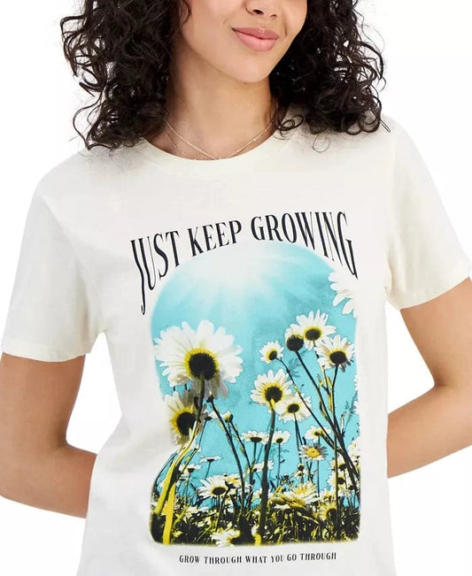 REBELLIOUS ONE Womens Tops XS / Off-White REBELLIOUS ONE - Just Keep Growing Graphic Tee