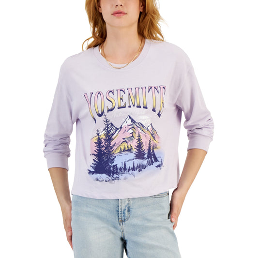 REBELLIOUS ONE Womens Tops L / Purple REBELLIOUS ONE - Long-Sleeved Yosemite Graphic Blouse