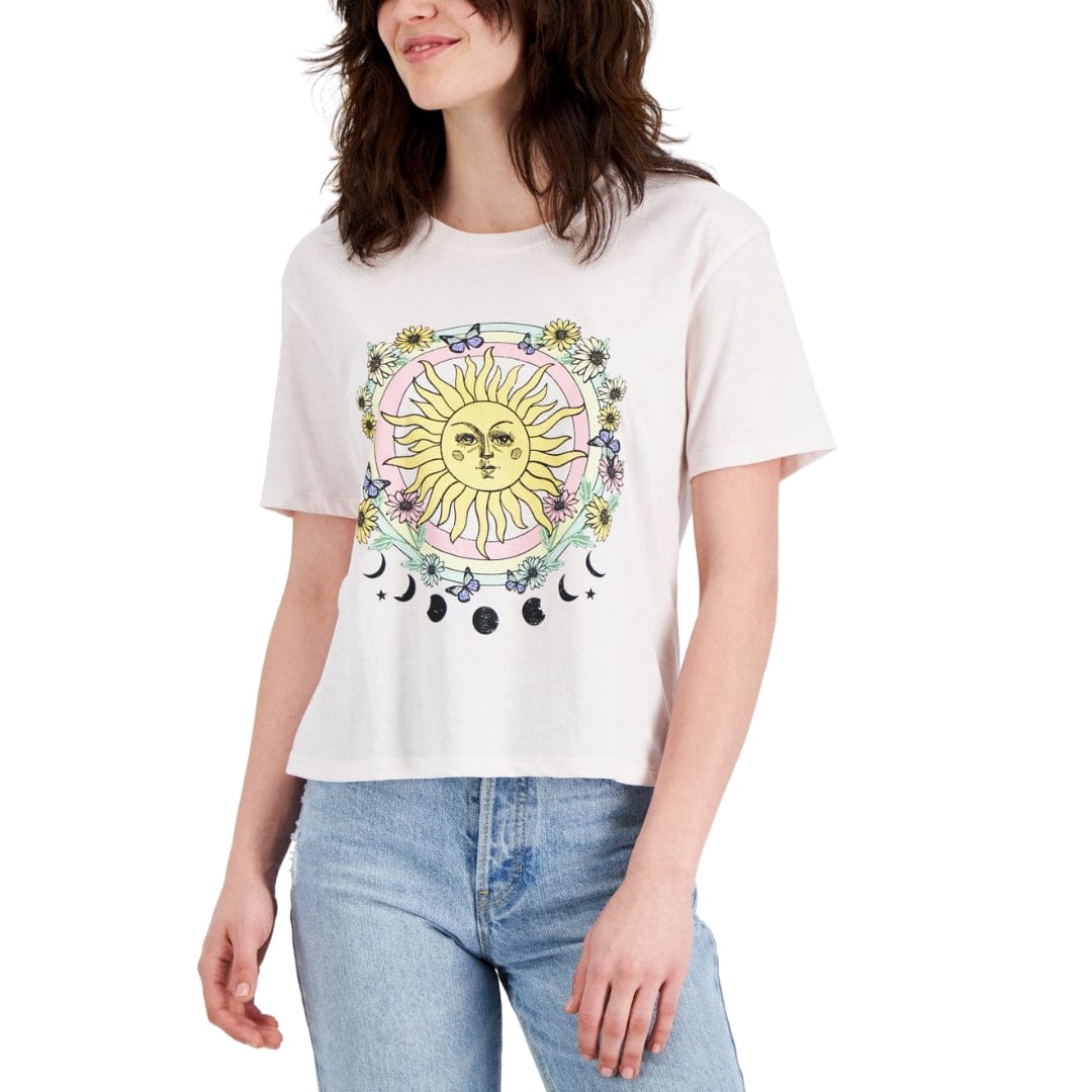 REBELLIOUS ONE Womens Tops M / Pink REBELLIOUS ONE - Sun Moon Graphic-Print T-Shirt