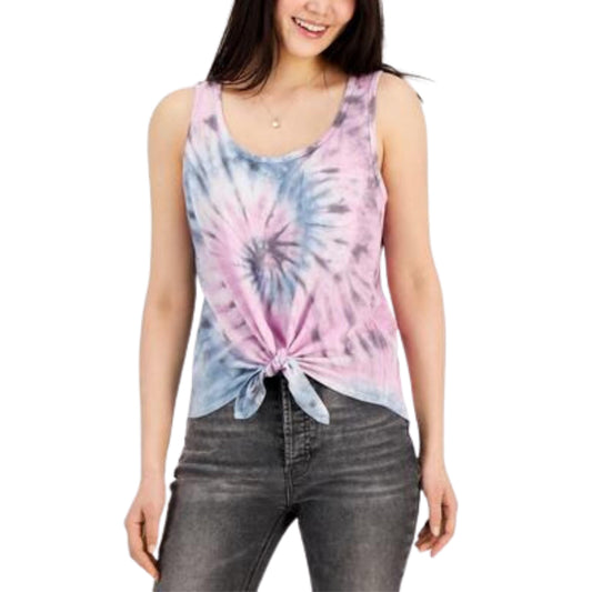 REBELLIOUS ONE Womens Tops M / Multi-Color REBELLIOUS ONE - Tie-Dye Tie-Hem Tank Top