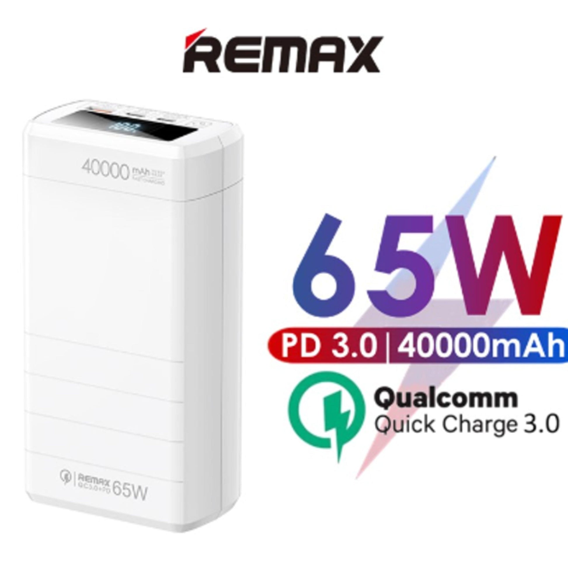 REMAX Electronic Accessories White REMAX - RPP-310 Dinba Series 65W PD + QC Fast Charging Power Bank 40000mAh