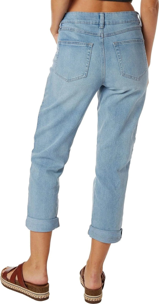 REWASH Womens Bottoms L / Blue REWASH -  Deconstructed High Rise Roll Cuff Dad Jeans