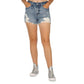 REWASH Womens Bottoms M / Blue REWASH - Juniors' Super-High-Rise Distressed Mom Jean Shorts