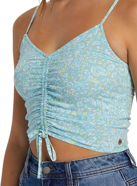 ROXY Womens Tops L / Multi-Color ROXY - Ruched-Front Sleeveless Crop Top
