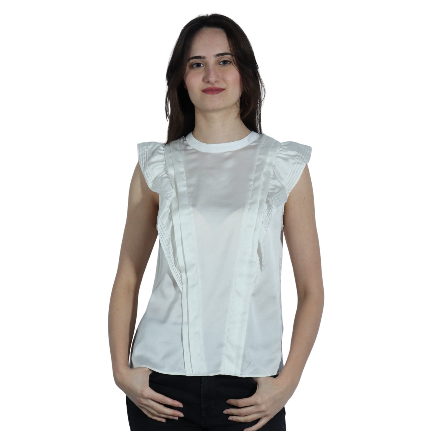 RYEGRASS Womens Tops S / White RYEGRASS - Round Neck Blouse