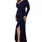 BETSY & ADAM - Plus Size V-Neck Gown