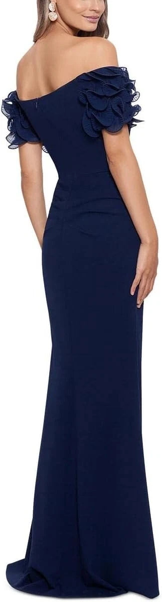 XSCAPE - Off-the-Shoulder Ruffled-Sleeve Gown