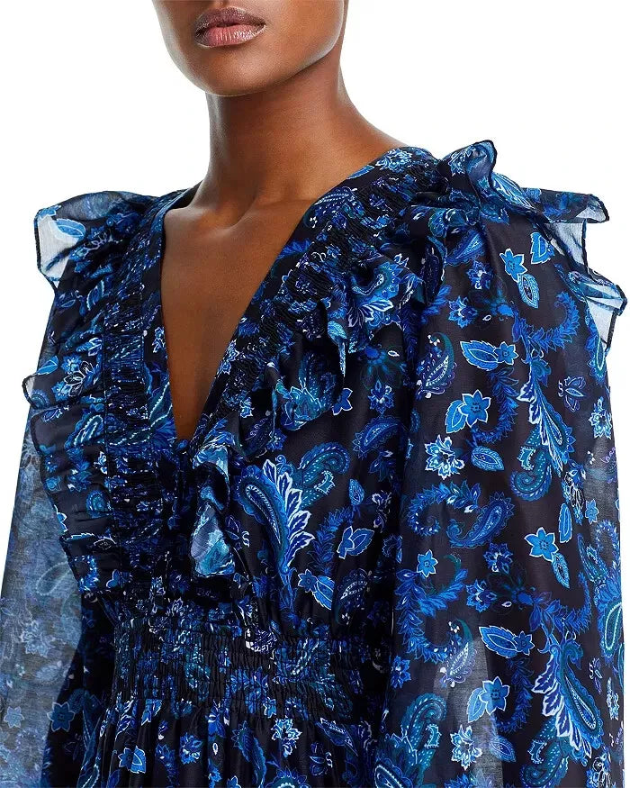 AQUA - Paisley Print Tiered Maxi Dress
