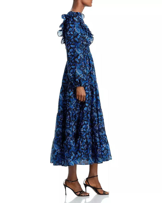AQUA - Paisley Print Tiered Maxi Dress