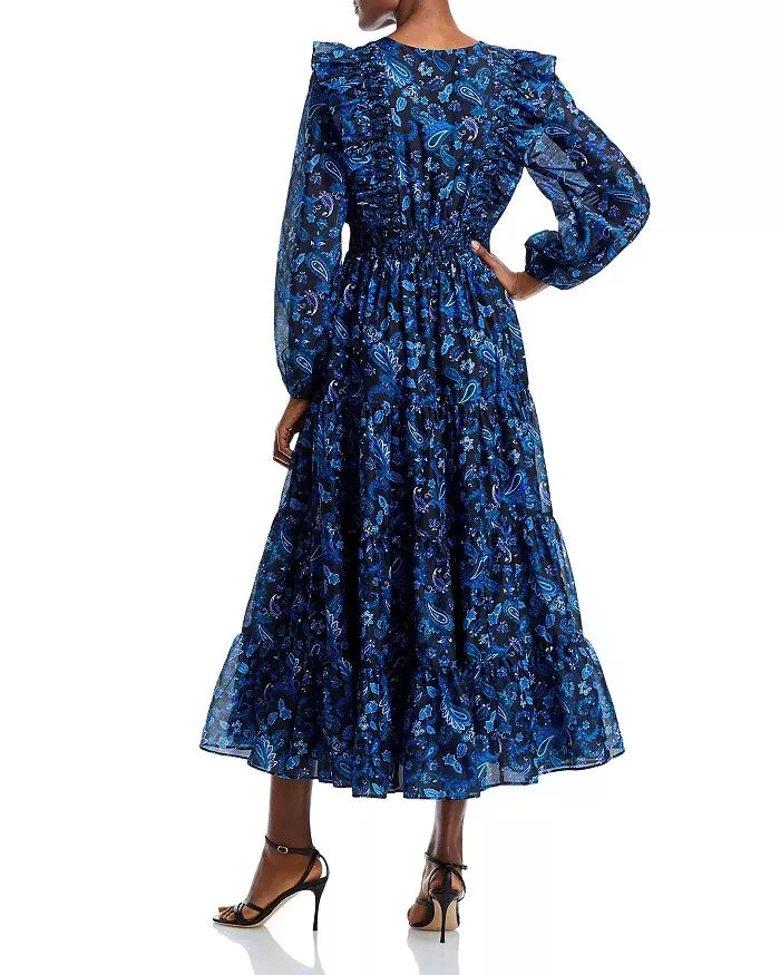 AQUA - Paisley Print Tiered Maxi Dress