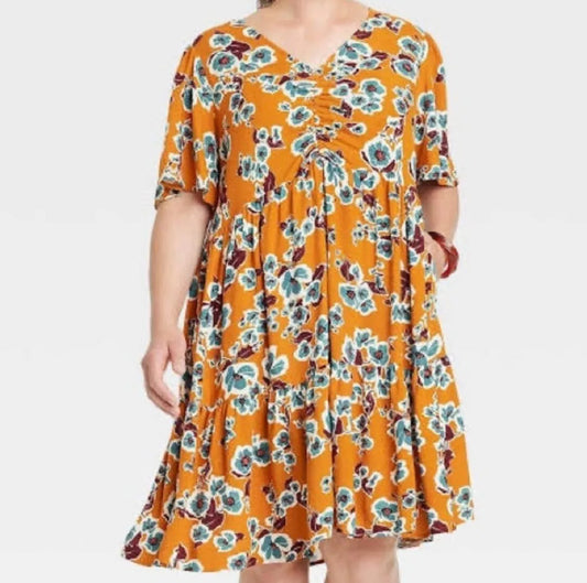 AVA & VIV - Women's Plus Size Flutter Short Sleeve Dress