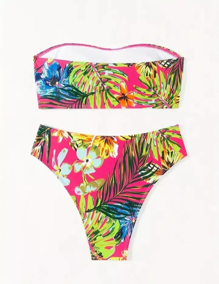 SHEIN - Sexy Printed Off Shoulder Two Pieces Swimwear