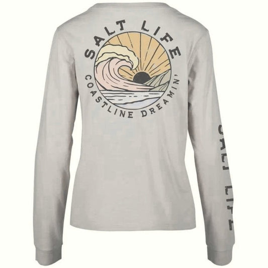 SALT LIFE M / White SALT LIFE - Coastline Dreaming Long Sleeve Boyfriend Tee