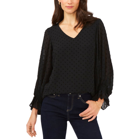 SAM AND JESS Womens Tops S / Black SAM AND JESS -  V Neck Smocked Cuff Top