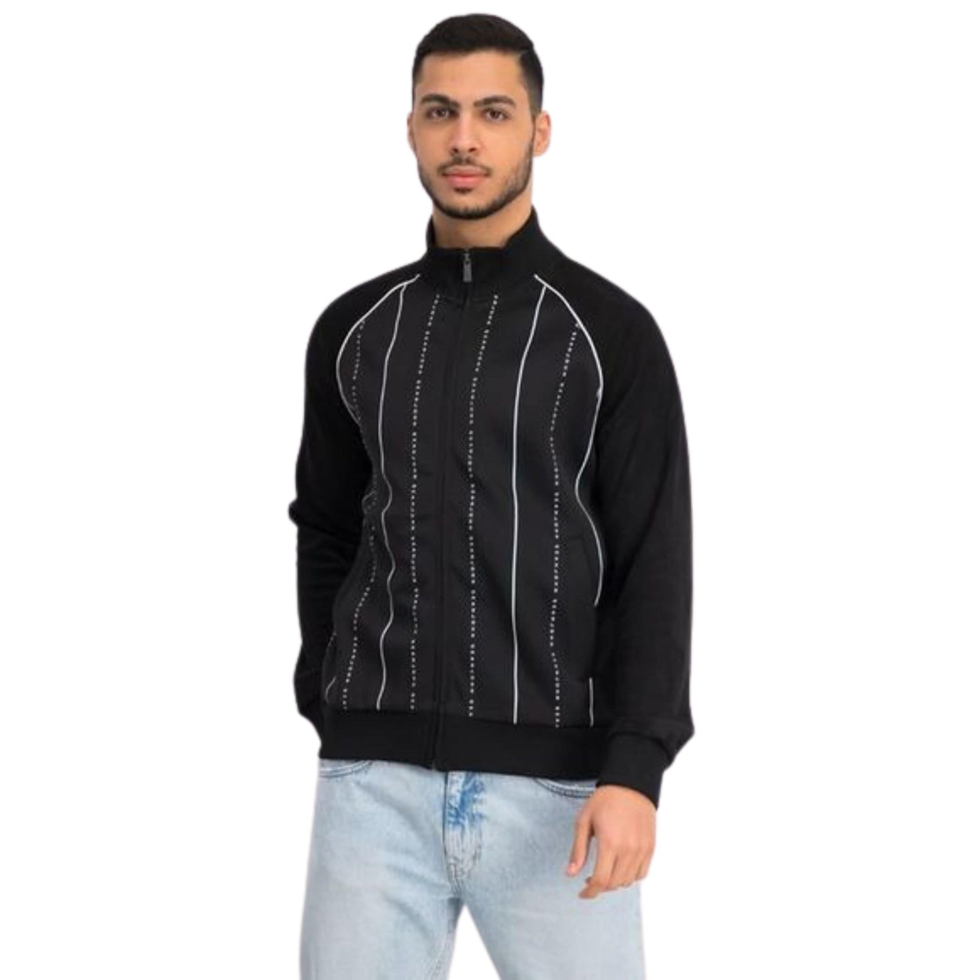 SEAN JOHN Mens Jackets L / Black SEAN JOHN - Striped Logo Track Jacket