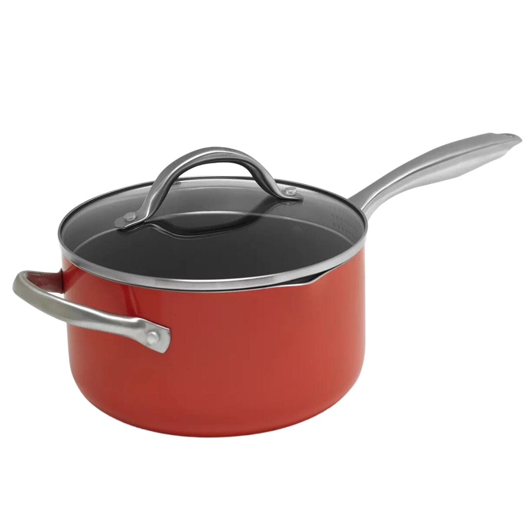 SEDONA Kitchenware Red SEDONA - Nonstick Saucepan with Straining Lid & Helper Handle