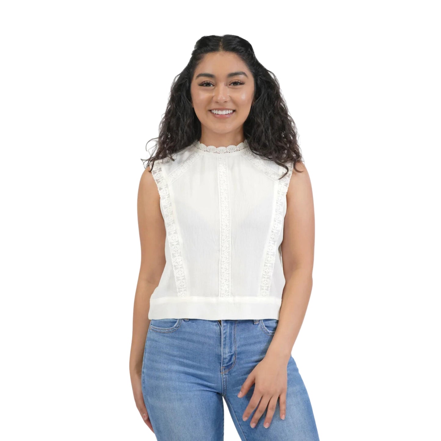 SELF ESTEEM Womens Tops XS / White SELF ESTEEM - Frill design blouse