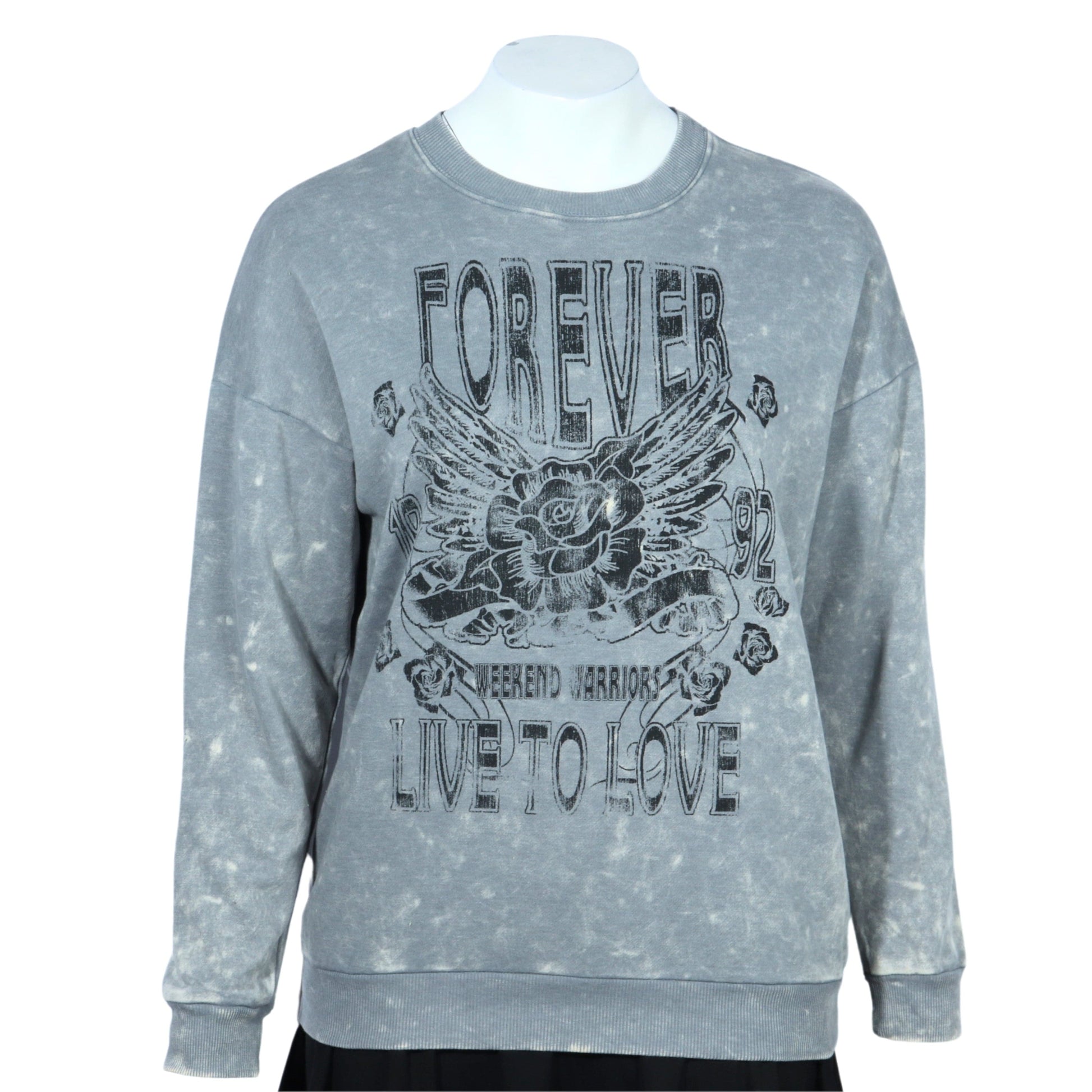 SELF ESTEEM Womens Tops L / Grey SELF ESTEEM - Graphic print crew neck sweatshirt