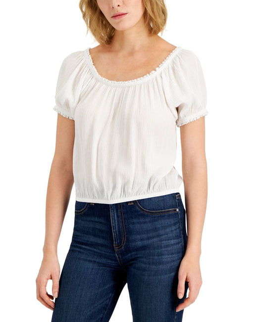 SELF ESTEEM Womens Tops S / White SELF ESTEEM -  Juniors' Peasant Top