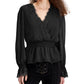 SELF ESTEEM Womens Tops L / Black SELF ESTEEM - Lace-Trim Bell-Sleeve Peasant Top