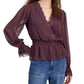 SELF ESTEEM Womens Tops XS / Purple SELF ESTEEM - Lace-Trim Bell-Sleeve Peasant Top