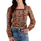 SELF ESTEEM Womens Tops S / Multi-Color SELF ESTEEM -  Lace-Trimmed Square-Neck Blouse