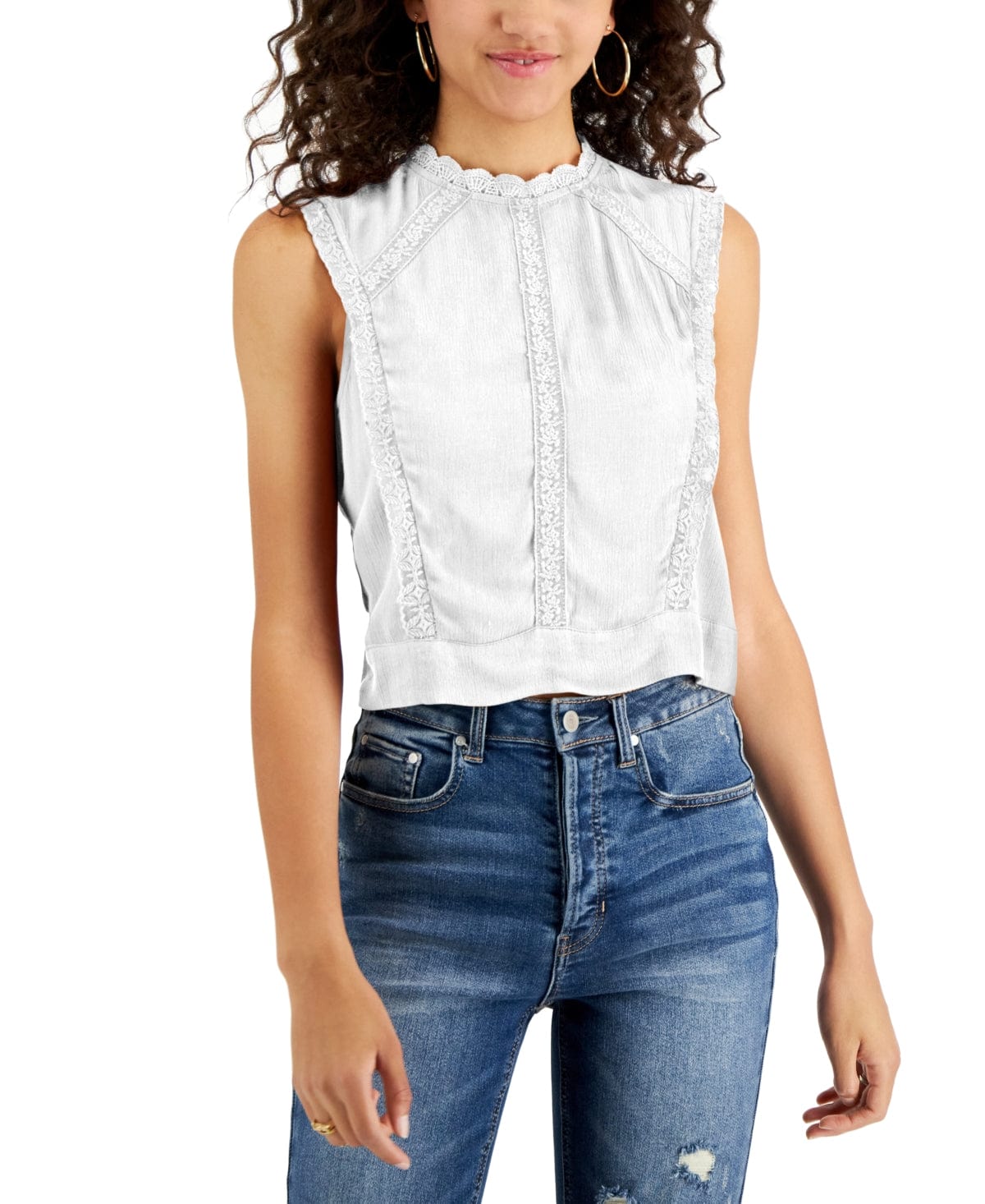 SELF ESTEEM Womens Tops L / White SELF ESTEEM - Tie-Back Blouse