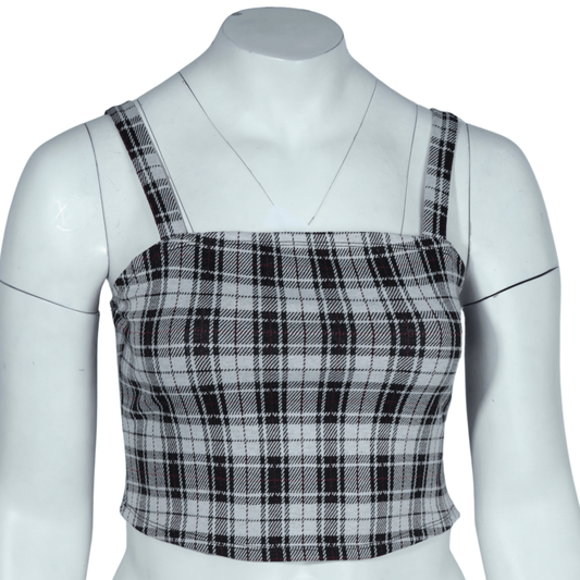 SELFIE Womens Tops XL / Multi-Color SELFIE - Plaid side zipper crop top