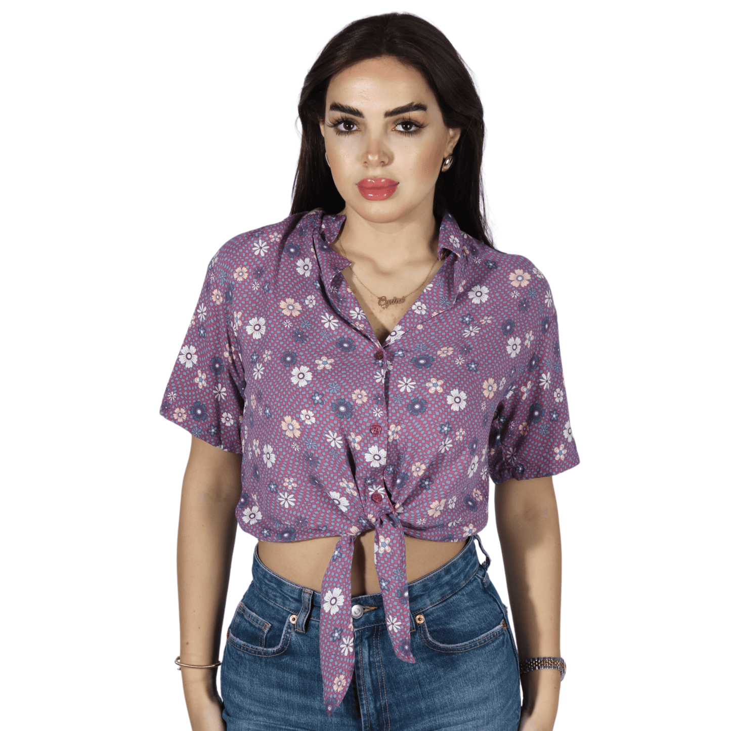 SELFIE Womens Tops SELFIE - Printed Flowers All Over
