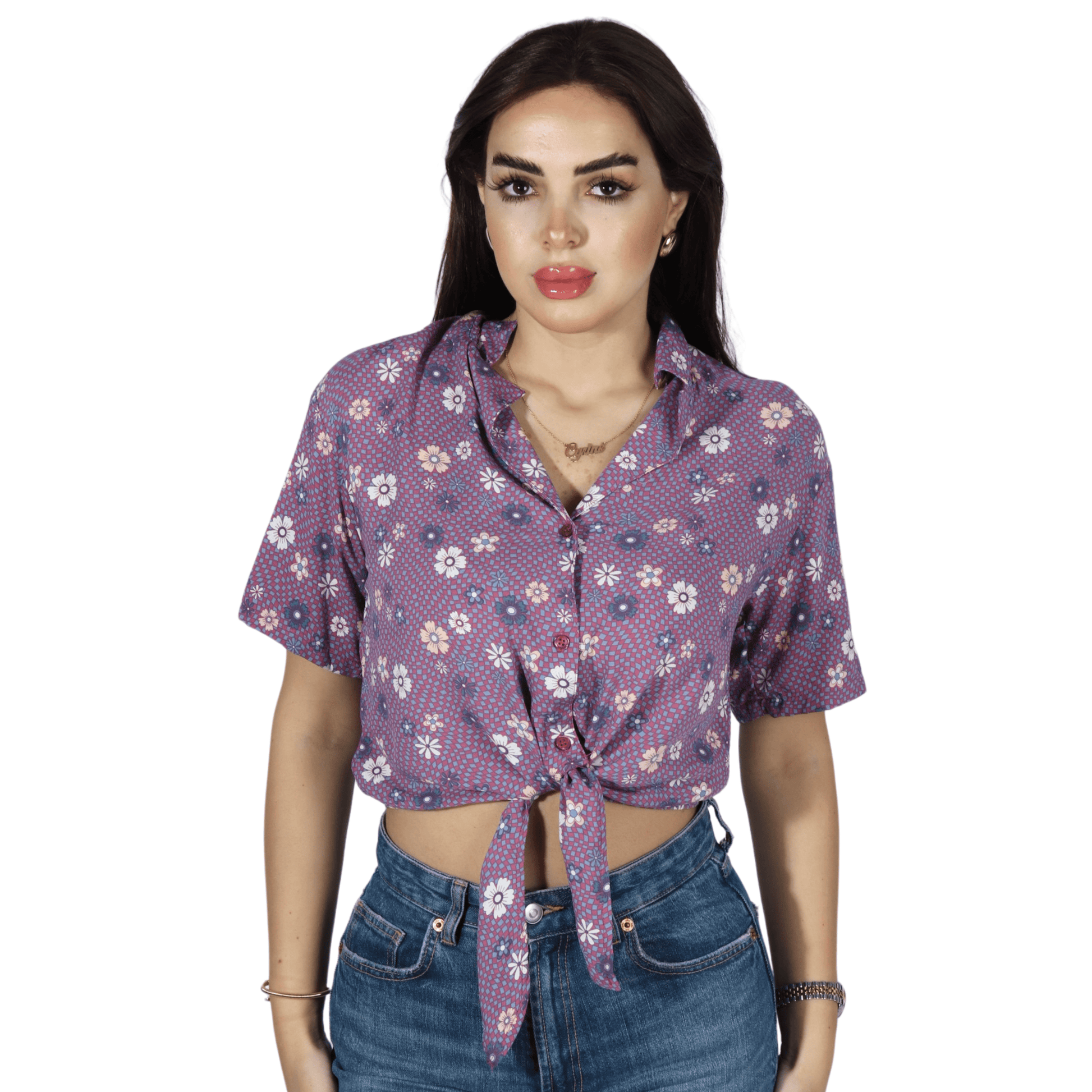 SELFIE Womens Tops SELFIE - Printed Flowers All Over