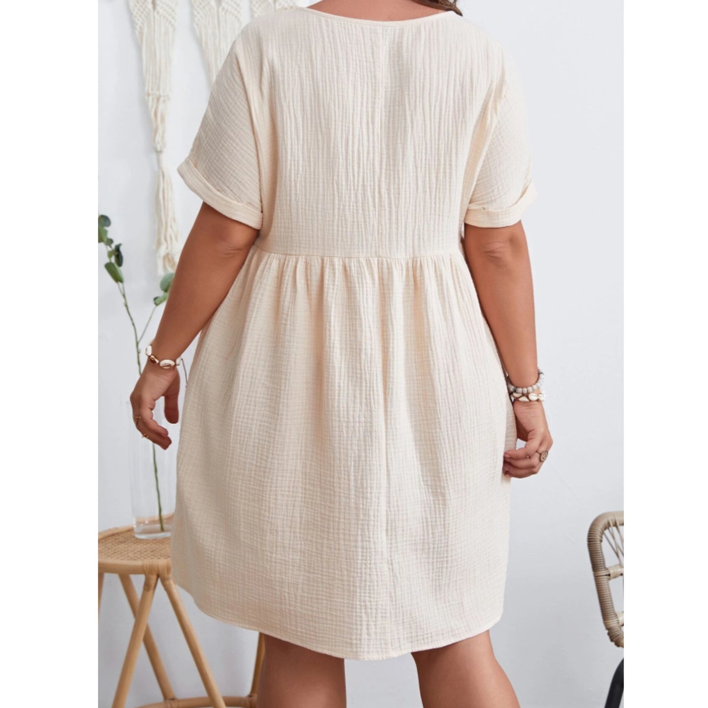 SHEIN - Folded Sleeves Short Dress