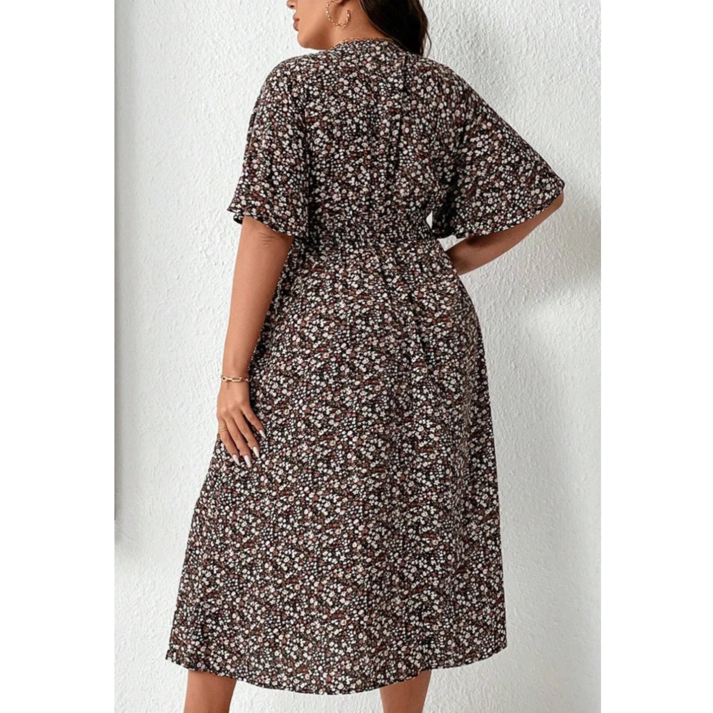 SHEIN - Daisy Print Butterfly Sleeve Dress