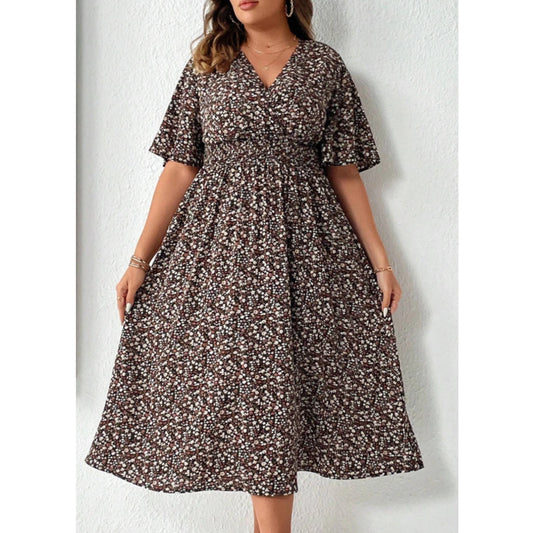 SHEIN - Daisy Print Butterfly Sleeve Dress