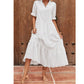 SHEIN - Embroidered Puff Sleeve Ruffle Hem Smock Dress